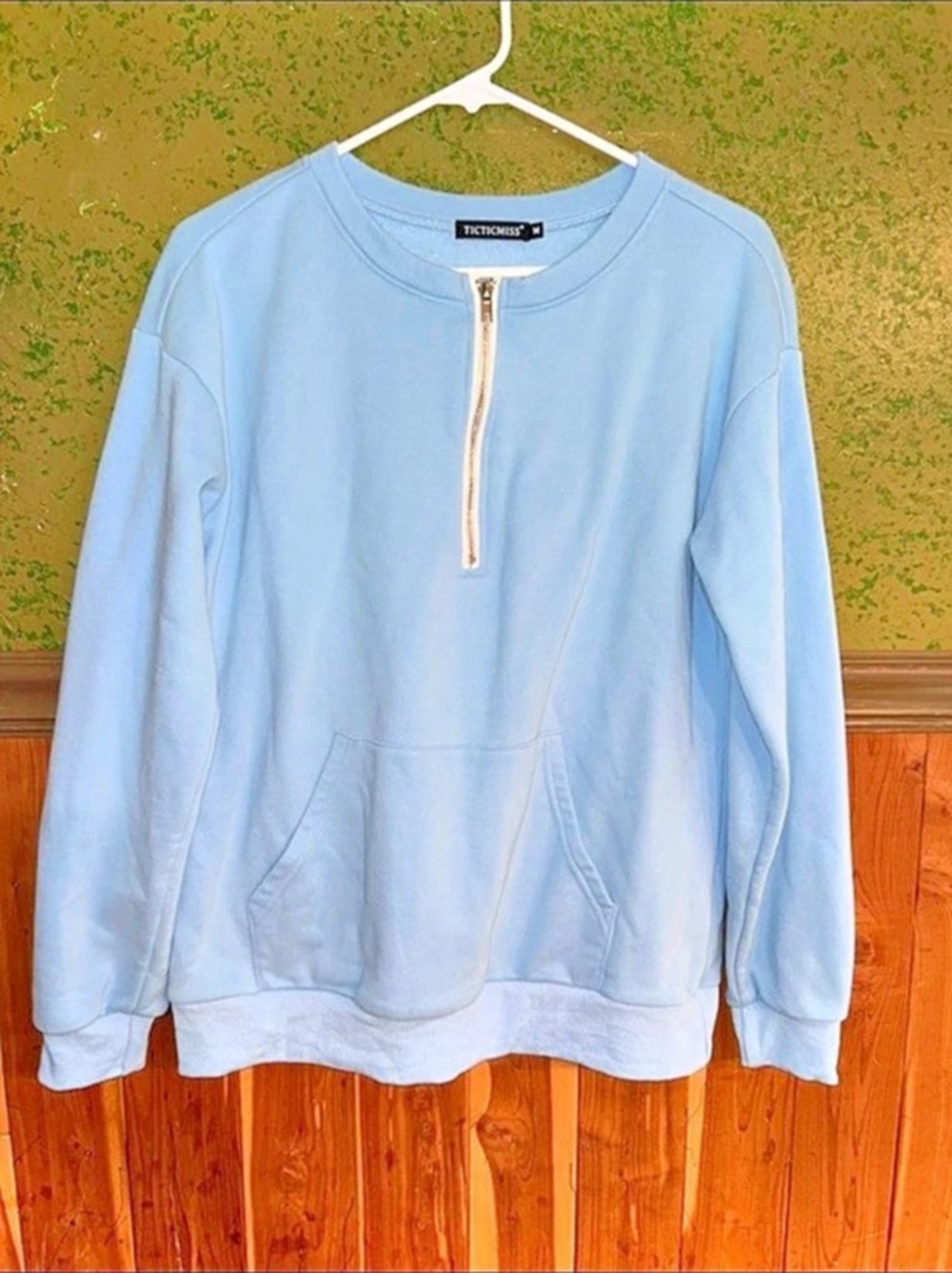 TICTICMISS Women's Long Sleeve Quarter Zip Pullover Sweatshirt Blue Medium
